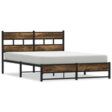 ZNTS Metal Bed Frame without Mattress Smoked Oak 140x190 cm 4017218