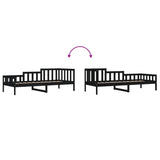 Day Bed without Mattress Black 90x190 cm Single Solid Wood Pine 840375