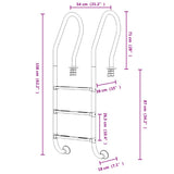 Pool Ladder 54x38x158 cm 304 Stainless Steel 93455