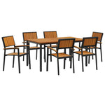 Garden Dining Set 7 pcs Black and brown 150 x 90 x 75 cm 3284416