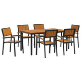 Garden Dining Set 7 pcs Black and brown 150 x 90 x 75 cm 3284416