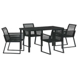 Garden Dining Set 5 pcs Black Powder-Coated Steel 3379312