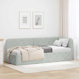 Corner Bed Frame with Headboard Light Grey 80 x 200 cm Velvet 42016513