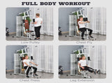 Multifunction Home Gym Weight Training Workout Station Fitness Strength Machine, White T3398P349212