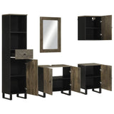 5 Piece Bathroom Furniture Set Black Solid Wood Mango 3310003