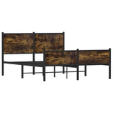 Metal Bed Frame without Mattress Smoked Oak 137x190 cm 4007849