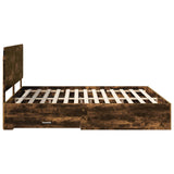 Bed Frame with Drawer Smoked Oak 180 x 200 cm Engineered Wood 3412753