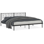 Metal Bed Frame without Mattress with Headboard Black 200x200cm 374444