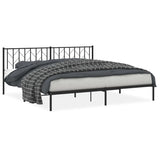Metal Bed Frame without Mattress with Headboard Black 200x200cm 374444