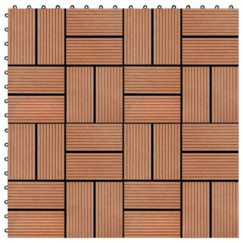 22 pcs Decking Tiles 30x30 cm 2 sqm WPC Teak Colour 277809