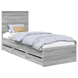 Bed Frame with Drawer Grey Sonoma 75 x 190 cm Engineer Wood 3411171
