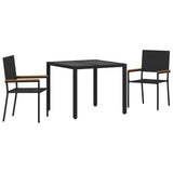 Garden Dining Set 3 pcs Black Poly Rattan 3365384