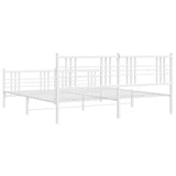 Metal Bed Frame without Mattress with Footboard White 180x200cm 376395
