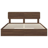 Storage Bed with Drawer Brown Oak 200 x 200 cm Engineered Wood 3412247