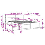 Bed Frame without Mattress White 160x200 cm Solid Wood Pine 3282343