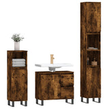 3 Piece Bathroom Furniture Set Smoked Oak Engineered Wood 3190234
