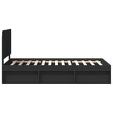 Bed Frame with Headboard Black 100 x 200 cm Solid Pine Wood 3412525
