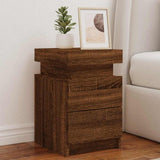 Bedside Cabinet with LED Lights Brown Oak 35x39x55 cm 836761