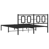Metal Bed Frame without Mattress with Headboard Black 150x200cm 374243