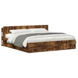 Headboard Cabinet with Storage Smoked Oak Engineered Wood 8001242