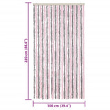 Fly Curtain Silver Grey and Pink 100x220 cm Chenille 377365