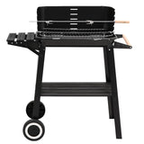 Charcoal BBQ Grill with Wheels Black Steel 315386