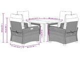 5 Piece Garden Dining Set with Cushions Grey Poly Rattan 3212873
