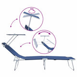 Sun Lounger Folding 2 pcs Blue 58 x 188 x 77cm Polyester 42003059