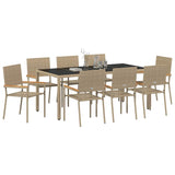 Garden Dining Set 9 pcs Beige Poly Rattan 3365401