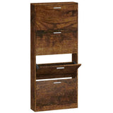 Shoe Cabinet Smoked Oak 59x17x150 cm Engineered Wood 342523