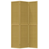 Room Divider 3 Panels Brown Solid Wood Paulownia 358815
