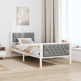 Bed Frame with Headboard Light Grey 90 x 200 cm Solid Pine Wood 878428