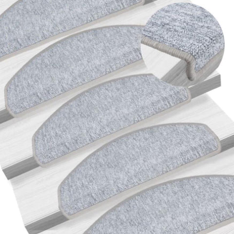 Carpet Stair Treads 15 pcs Light Grey 65x24x4 cm 133887
