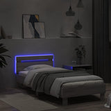 Bed Frame without Mattress with LED Lights Grey Sonoma 75x190 cm Small Single 838755