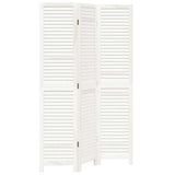 Room Divider 3 Panels White Solid Wood Paulownia 358830