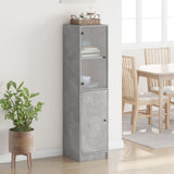 Highboard with Glass Door Concrete Grey 35x37x142 cm 836444