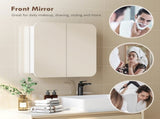 Arched Bathroom Mirror Cabinet with Adjustable Shelves - White T3398P423513