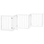 Dog Gate with Door Foldable 12 Panels White 600 cm Poplar Wood 3155536
