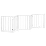 Dog Gate with Door Foldable 12 Panels White 600 cm Poplar Wood 3155536