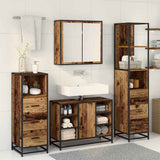Bathroom Furniture Set with Door 3 pcs Old Wood Engineered Wood 3402420