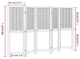 Room Divider 5 Panels White Solid Wood Paulownia 358725