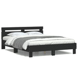 Bed Frame with LED without Mattress Black 150x200 cm King Size 3207540