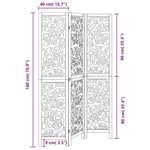 Room Divider 3 Panels Black Solid Wood Paulownia 358750