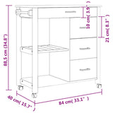 Kitchen Trolley MONZA 84x40x88.5 cm Solid Wood Pine 376115