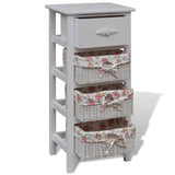 Cabinet with 1 Drawer and 3 Baskets White Paulownia Wood 241543