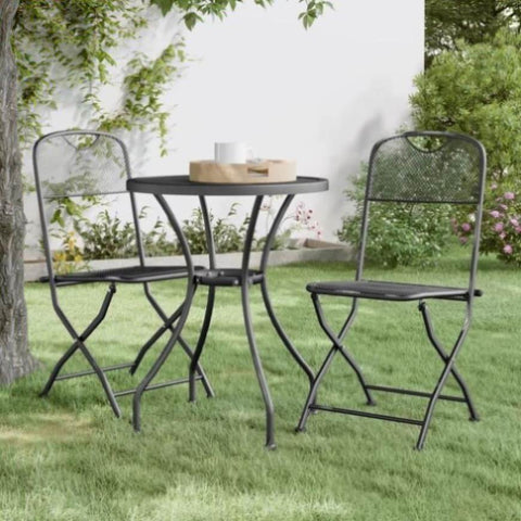 Folding Garden Chairs 2 pcs Expanded Metal Mesh Anthracite 317338