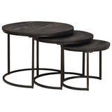 Nesting Coffee Tables 3 pcs Black Solid Mango Wood and Steel 4104638