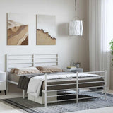 Metal Bed Frame without Mattress with Footboard White 135x190cm 352385