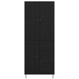Highboard with Drawer 2 pcs Black Oak Engineered Wood and Glass 3416079