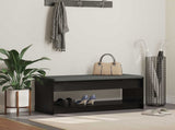 Hall Bench with Cushion with Shelf Black Oak 103 x 38 x 45 cm 891585